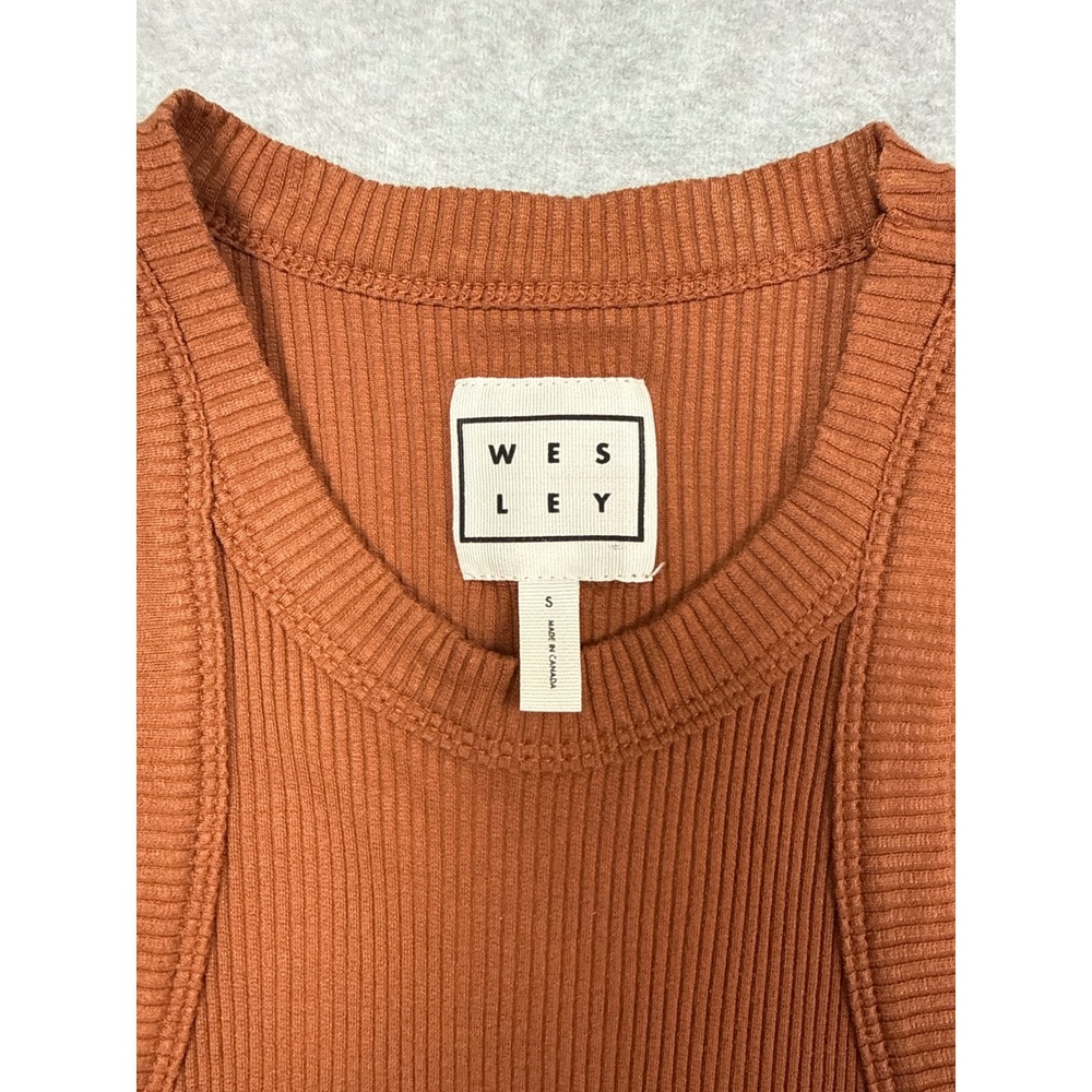 WSLY The Rivington Ribbed Stretch-tencel Lyocell Tank Brown Womens S Minimalist - Picture 4 of 7